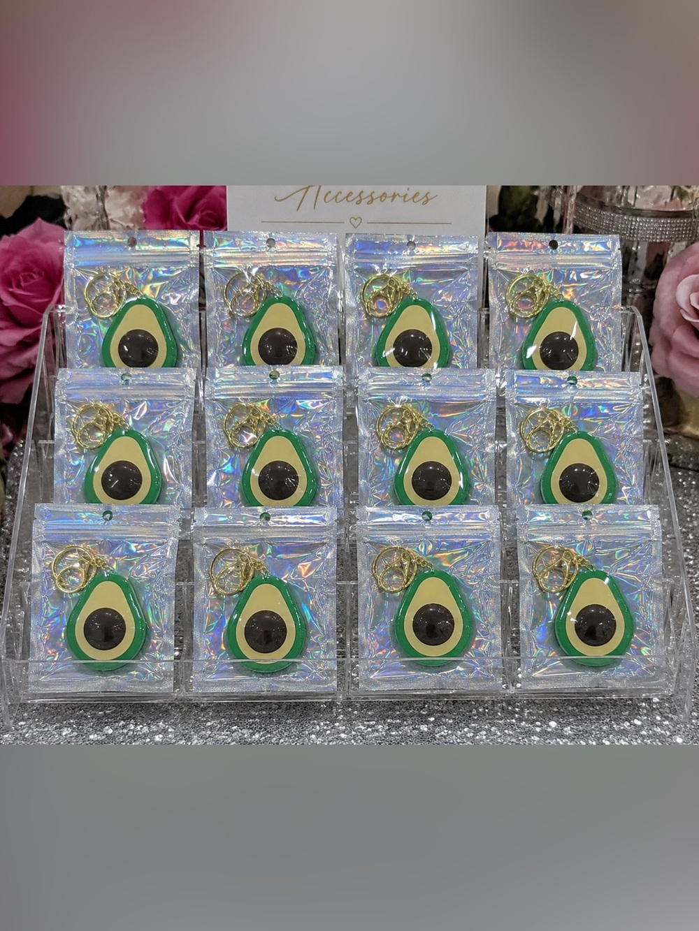 12 Avocado fidget clicker Keychain or bag Charm -set of 12- New